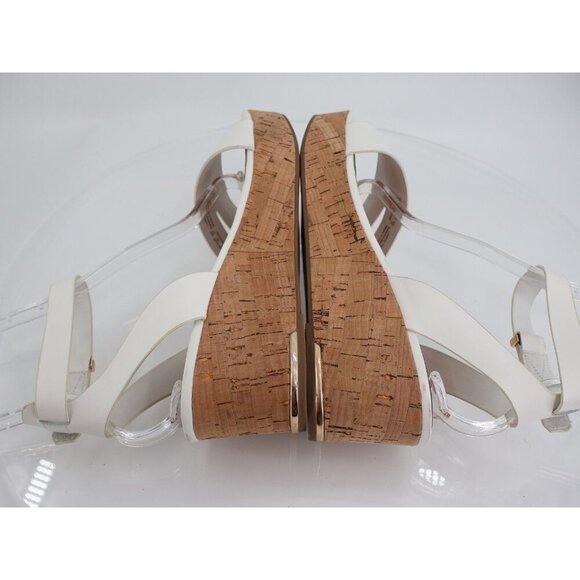 Franco Sarto Womens Primrose Sandals Cork Wedge Platform White Leather 11M - Picture 9 of 13